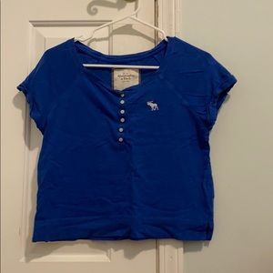 Blue Abercrombie and Fitch Henley Crop Top